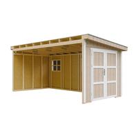 Casa de jardín de alta calidad, 11,47 m² - Dimensiones: 231 x 248 x 530 cm - Sin suelo ni paredes laterales – Modelo Timbela M940B, color marrón tierra
