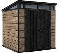 Casa de jardín horizontal Pent Signature, 7x7, 216 x 226 x 216 cm, marca KETER, modelo 259815, fabricada en madera de fresno