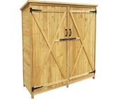 Casa de jardín Wiltec con puerta de dos hojas, dimensiones 1350 x 500 x 1540 mm, fabricada en madera de abeto con techo de betún, ideal para jardín, terraza y balcón. Almacén para herramientas, cobert