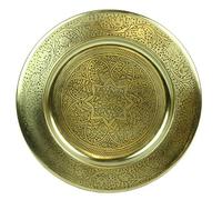 Casa Moro Bandeja de servir marroquí Nermín, diámetro 50 cm, redonda, de metal en aspecto dorado antiguo, bandeja de té oriental, artesanía de Marrakech | TTB508G