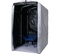 Casa para equipos HWC-N61, cobertizo de jardín, caseta para herramientas, aluminio con protección UV, resistente al agua, 201x121x201 cm, color plateado