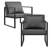 casa.pro 2 x sillón Silla de jardín 70 x 60 x 60 cm Set de 2 Muebles de jardín para Exterior Negro