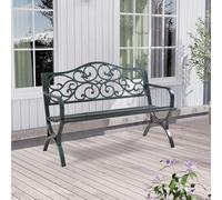 casa.pro Banco de Jardín Exterior Utav Resistente Sofá de 3 Plazas con Respaldo y Reposabrazos Diseño Vintage para Terraza Patio máx. 300 kg Acero 127 x 53 x 79 cm - Gris Oscuro con Pátina Verde