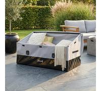 casa.pro Baúl Almacenaje Exterior Alanno Caja de Almacenamiento Arcón Jardín Terraza con Asas Capacidad 560 L Fijación con Velcro Lona 100% Poliéster Impermeable Acero 155x64x75 cm - Gris/Negro