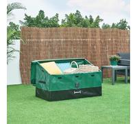 casa.pro Baúl Almacenaje Exterior Alanno Caja de Almacenamiento Arcón Jardín Terraza con Asas Capacidad 387 L Fijación con Velcro Lona 100% Poliéster Impermeable Acero 122x64x76 cm - Verde/Negro