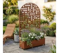 casa.pro Biombo Bernalda con Jardinera Arco Redondeado 190x120x38cm Marrón