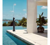 casa.pro Ducha Solar Exterior Ampend para Piscina Jardín Terraza Cabezal Giratorio Temperatura Ajustable máx. 60°C Tanque de 18L Plástico/Metal Altura 215 cm - Negro
