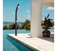 casa.pro Ducha Solar Exterior Kebomi para Piscina Jardín Terraza Temperatura Ajustable máx. 60°C Cabezal Giratorio Grifo para Piés Tanque de 18L Plástico/Metal Altura 216 cm - Negro