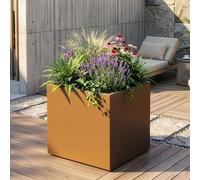 Jardinera vaargel 60x60x60 cm acero - marrón [casa.pro]