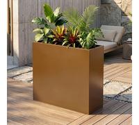 casa.pro Jardinera Vaargel Macetero Alto Rectangular Jardinera Exterior Grande para Terraza Jardín Balcón Patio Drenaje Integrado Acero Galvanizado 82 x 90 x 30 cm - Marrón