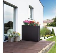 casa.pro Jardinera Vaargel Macetero Alto Rectangular Jardinera Exterior Grande para Terraza Jardín Balcón Patio Drenaje Integrado Acero Galvanizado 82 x 90 x 30 cm - Negro
