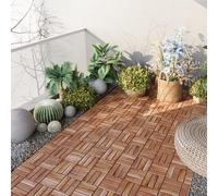 casa.pro Juego de 10 Baldosas para Cubrir 0,9 m² Jardín Exterior Suelo Terraza Balcón Azulejos Entrelazados Diseño Mosaico 12 Láminas Madera de Acacia 30x30 cm - Natural