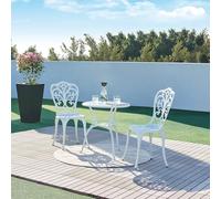 Set bistró de 3 piezas lupsam aluminio fundido blanco [casa.pro]