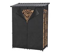 Leñera yakutat con techo 185x130x70 cm - negro casa.pro