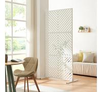 casa.pro Separador de Ambientes Kekan Diseño de Rayas Diagonales Biombo Tabique para Interior (Hogar y Oficina) Estable Resistente Acero Galvanizado 200 x 100 x 50 cm - Blanco