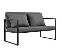[casa.pro] Sofá De Jardín 70 X 114 X 60 Cm Mueble De Jardín Para Exterior Con Cojín Negro