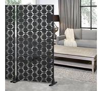 casa.pro Tabique Basciano Biombo Separador de Ambientes Exterior y Interior Diseño Atractivo Pantalla Privacidad Protege del Sol Viento Acero Galvanizado 180 x 90 x 40 cm - Negro