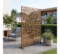 casa.pro Tabique Bernalda Divisor de Espacios Biombo Separador de Ambientes Exterior Interior Diseño Atractivo Protege del Sol Viento Acero Galvanizado 180 x 120 x 40 cm - Marrón