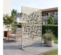 casa.pro Tabique Bernalda Divisor de Espacios Biombo Separador de Ambientes Exterior Interior Diseño Atractivo Protege del Sol Viento Acero Galvanizado 180 x 120 x 40 cm - Beige Claro