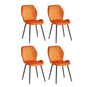 Casa Vital Juego de 4 sillas de comedor Melia, acolchado de tela suave, relleno de espuma, costuras decorativas en el respaldo, patas metálicas, 48 x 59,5 x 86 cm, 120 kg máx. (naranja)