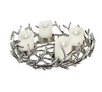 Casablanca Candelabro de Adviento Twigs Plateado Antiguo, diámetro 42 cm