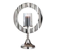 Casablanca Circulus - Candelabro Redondo de Aluminio y Cristal, Color Plateado Brillante, Altura 53 cm