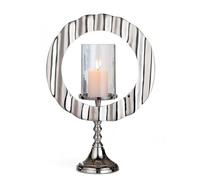 Casablanca Circulus - Candelabro Redondo de Aluminio y Cristal, Plateado, Brillante, Altura 46 cm