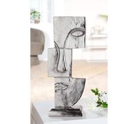 Casablanca - Escultura de Labios pequeños, Aluminio, Plata, Acabado Antiguo, diseño de Cara, Altura 44 cm, Ancho 17 cm, Profundidad 10 cm, decoración, Arte, decoración del hogar, Regalo