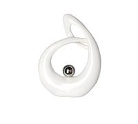 Casablanca - Escultura Life de cerámica - Escultura Blanca esmaltada en Color Blanco Plateado con Bola Plateada - Altura 22 cm