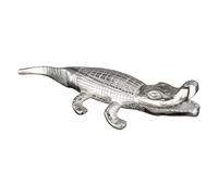 Casablanca - Figura de cocodrilo con Punta de cocodrilo, Aluminio, Color Plateado Envejecido, Estructurado, Ancho 58 cm, decoración para el hogar, Regalo, Escultura