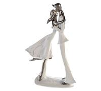 Casablanca - Figura de Escultura Hold Me - de Poli Blanco y Plata Base Blanca H 32