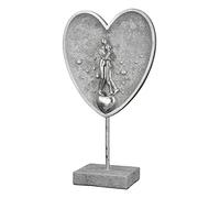 Casablanca - Figura Decorativa de Pareja en corazón de Resina, Accesorio de Regalo de Boda, Compromiso, cumpleaños, Color: Plata con Purpurina, Altura 30 cm