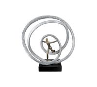 Casablanca - Figura Decorativa Grande de Resina (tamaño XL, 35 cm), Color Plateado y Blanco