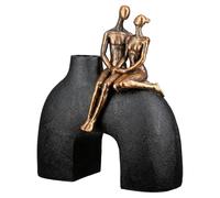 Casablanca - Jarrón Movimiento - Resina - Negro - Aspecto Metálico - Ancho 23 cm - Forma Hombre - Mujer