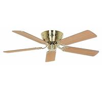 CasaFan Classic Flat 132-III - Ventilador de techo pequeño y superplano con aspas reversibles de madera, con 3 velocidades e interruptor, diámetro de 132 cm