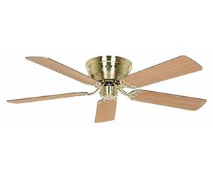 CasaFan Classic Flat 132-III - Ventilador de techo pequeño y superplano con aspas reversibles de madera, con 3 velocidades e interruptor, diámetro de 132 cm