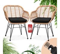 CASARIA® 2 x Sillas de Jardín Bali 59x56x83cm 120Kg Cojines de Asiento Exterior