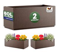 CASARIA® 2X Jardinera Rectangular Exterior 80L 80x36x35cm Macetero Grande Maceta Decoración Flores Resistente Intemperie Jardín Terraza Terracota