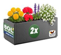 CASARIA® 2X Jardinera Rectangular Exterior 80L 80x36x35cm Macetero Grande Maceta Decoración Flores Resistente Intemperie Jardín Terraza Antracita