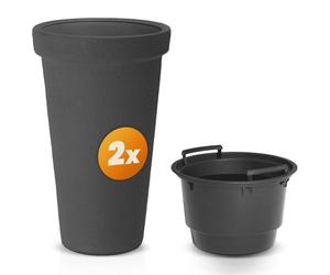 CASARIA® 2X Maceta Exterior XXL 42 L Macetero Grande 63x40cm Recipiente Interior Decoración Jardín Resistente Intemperie Impermeable Terraza Antracita
