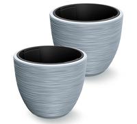 CASARIA® 2X Maceteros 30L 40x32cm Plantas Macetas con Inserto Jardín Exterior Resistente Invierno Gris