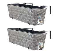 CASARIA 2X Maceteros de Balcón Gris 60x20x19 11L Incl. Soporte Maceta de Plástico Colgante Terraza