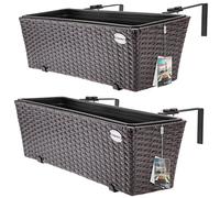 CASARIA 2X Maceteros de Balcón Marrón 60x20x19 11L Incl. Soporte Maceta de Plástico Colgante Terraza