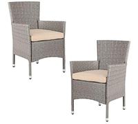 CASARIA 2X Sillas de Jardín Poliratán Apilables Beige Cojines Lavables Asientos Exterior Terraza Balcón