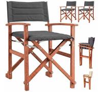 CASARIA 2X Sillas Director Plegables Acolchadas Madera Eucalipto Cert. FSC | Asiento y Respaldo Acolchados, Reposabrazos, Carga 160 kg, Funda Lavable 30 °C, Exterior, Jardín, Balcón, Camping
