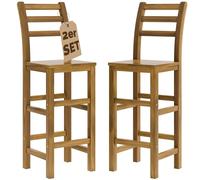 CASARIA® 2X Taburetes de Bar Altos con Respaldo Altura de Asiento 75cm Madera de Acacia Sillas de Cocina