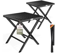 CASARIA® 2X Taburetes Poliratán Acero Multiusos 44x40x44cm Carga 75Kg Plegable Mesita Reposapiés