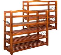 CASARIA® 2X Zapateros de 5 Pisos Estantería para Zapatos Madera de Acacia Organizador Entrada Pasillo Baño 75x26x82cm