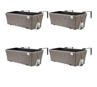 CASARIA® 4X Maceteros de Balcón Crema 60x20x19 11L Jardinera Soporte Maceta de Plástico Colgante Terraza