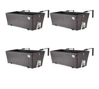 CASARIA® 4X Maceteros de Balcón Marrón 60x20x19 11L Jardinera Soporte Maceta de Plástico Colgante Terraza